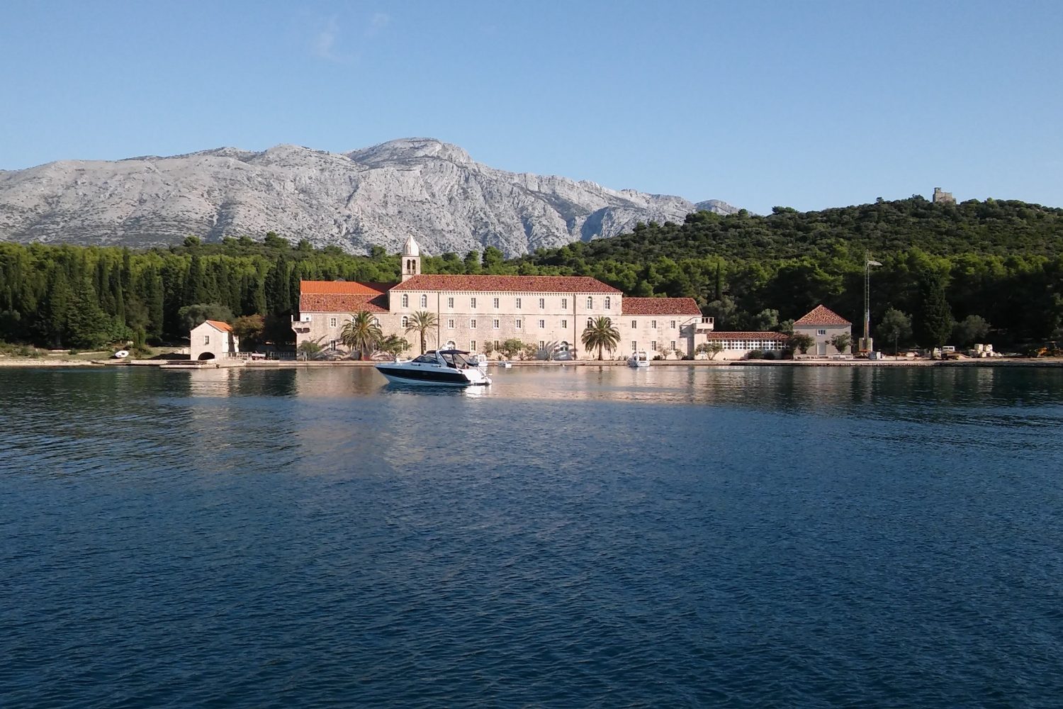 Badija island near Lumbarda — the Franciscan monastery seen from the sea